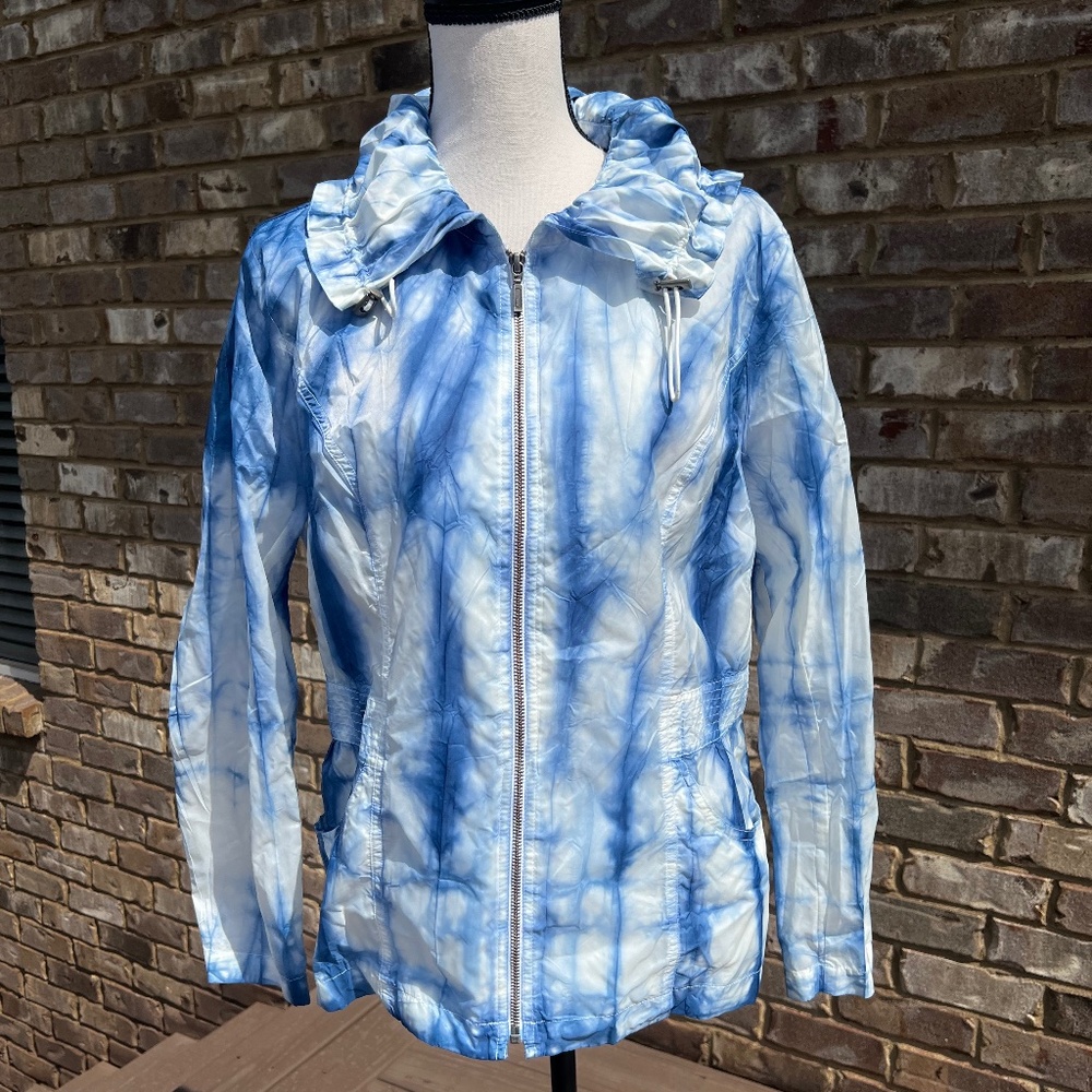 Christopher & Banks Water Resistant Rain Tye Dye Jacket Coat Lightweight Size L